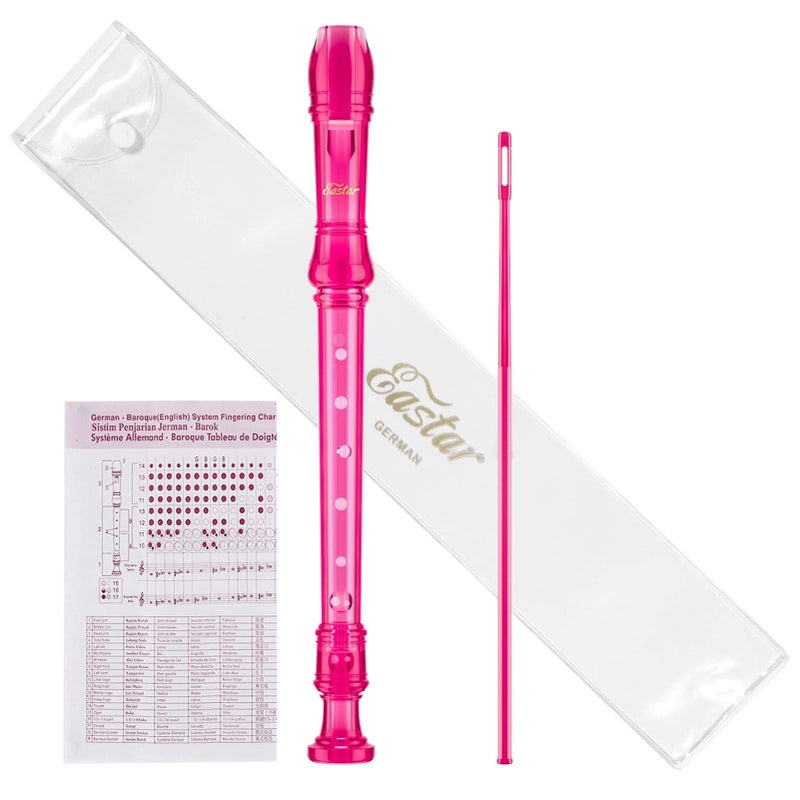 Eastar Soprano Recorder Instrument for Kids Students Beginners, German fingering C Key with Cleaning Kit, Storage Bag, Fingering Chart, ERS-1GP, Pink, School-Approved - Image 1